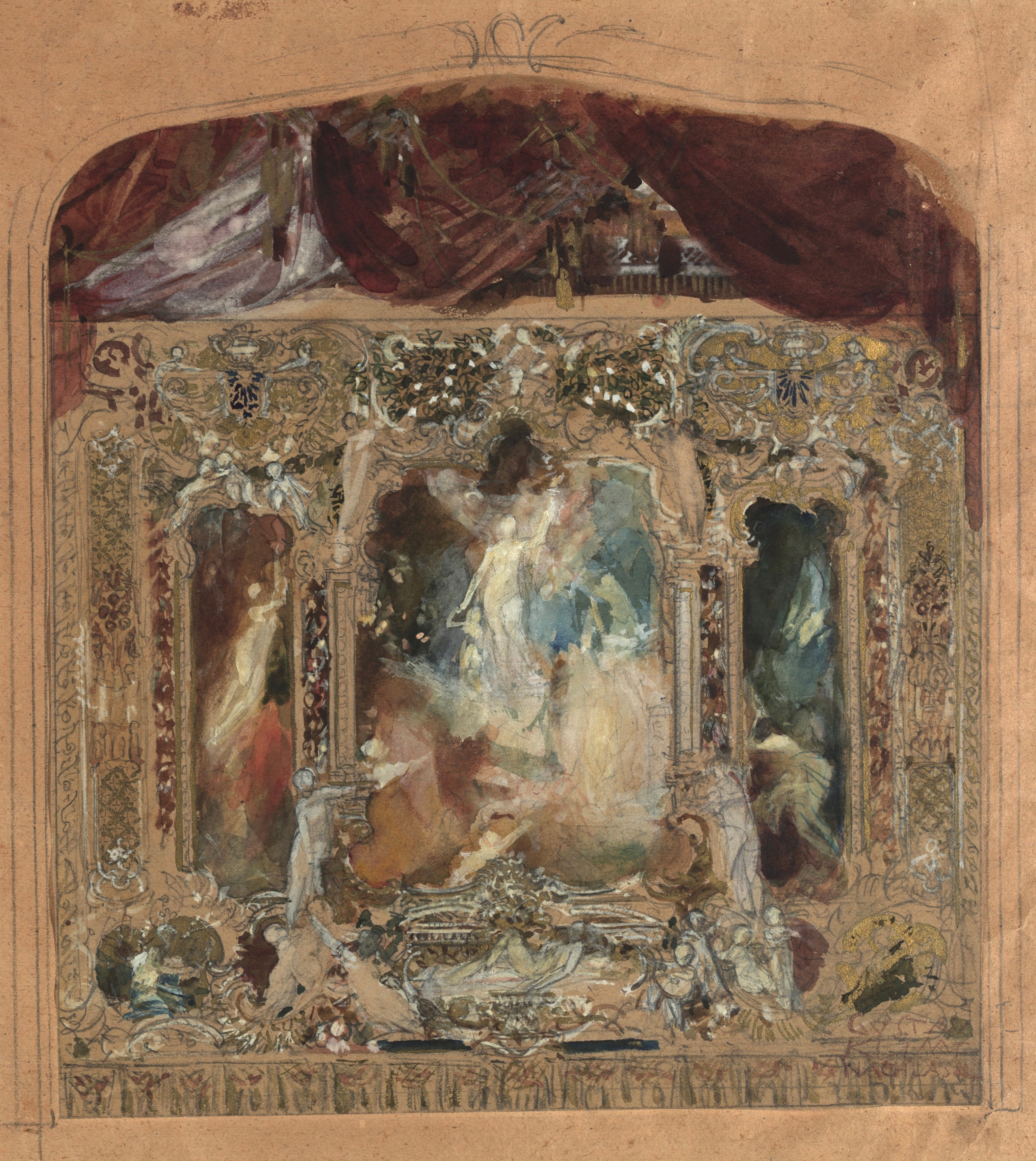Gustav Klimt - Bosquejo del telón de teatro en Reichenberg (Liberec)