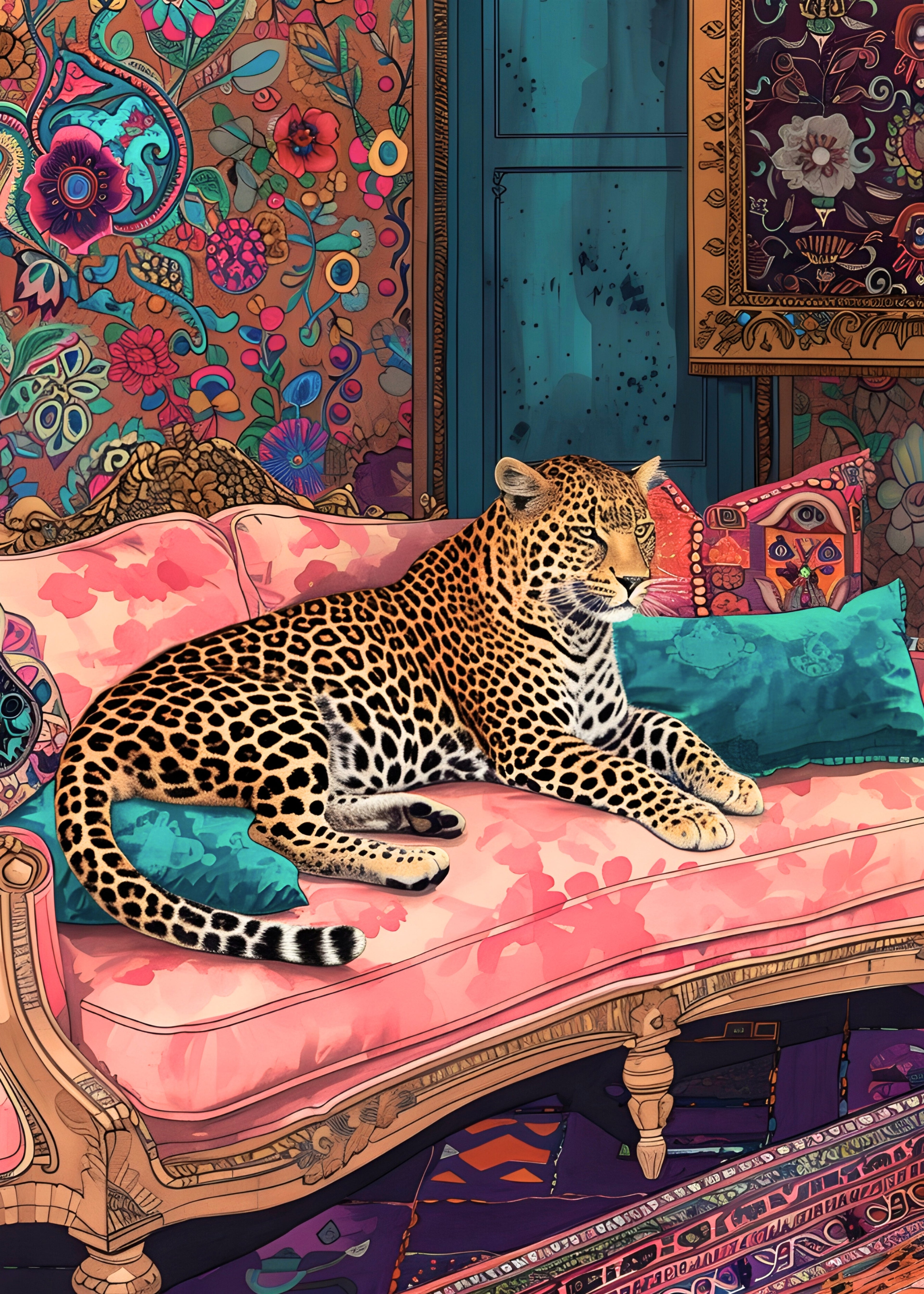 Leopardo en sillon