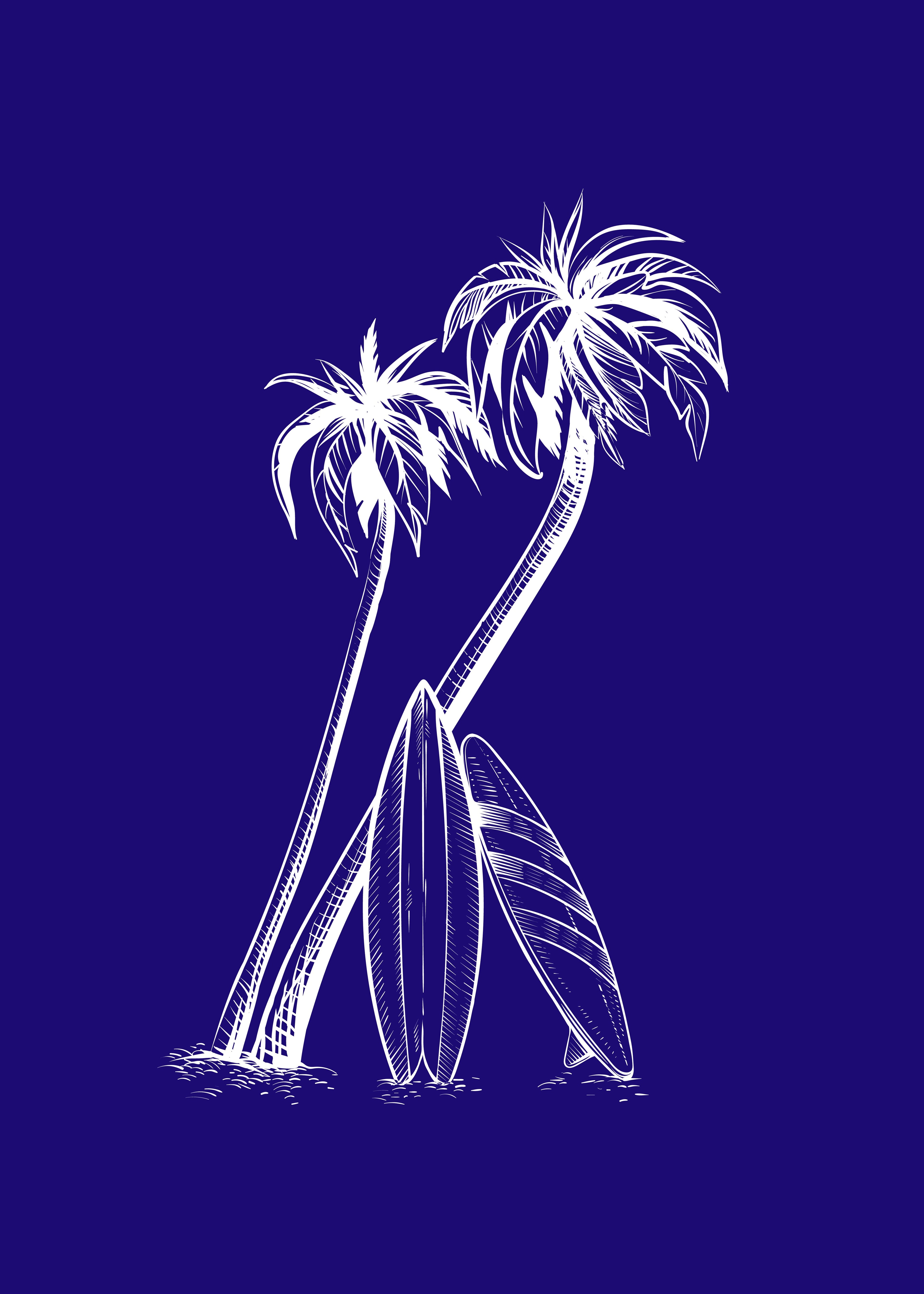 Palmeras y tablas Azul