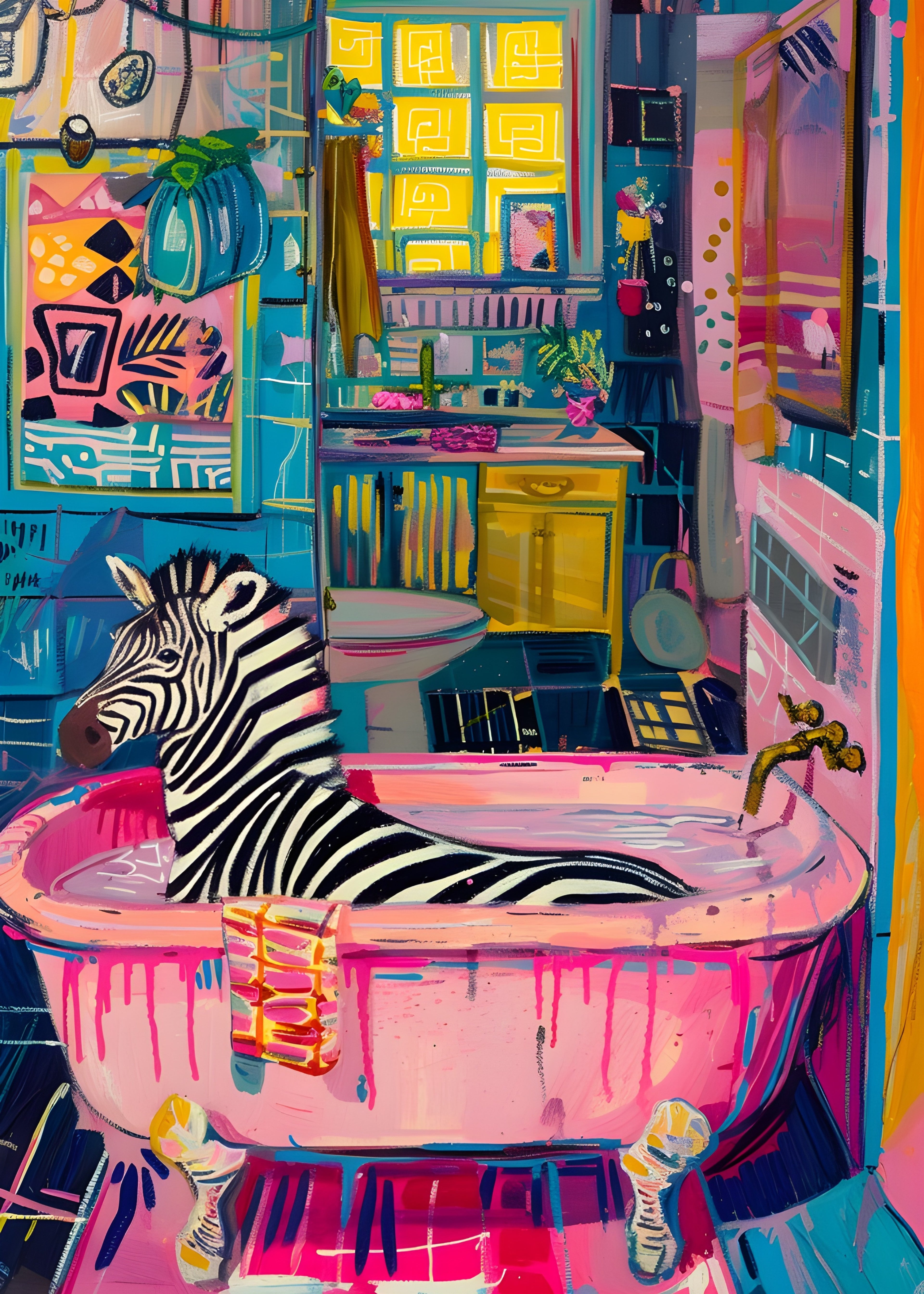 Zebra y bañera